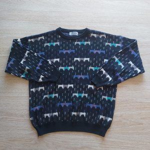 Vintage Progetto Crew Neck Sweater Cotton Blend Multicolor Men XL Made in Italy